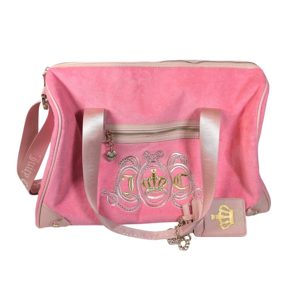 Juicy Couture Lovers Club Weekender Duffle Bag Pink Lemonade Velour Daydreamer
